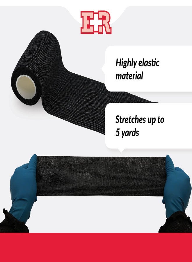 Ever Ready First Aid Self Adherent Cohesive Bandages 4" x 5 Yards - 12 Count, Black - Image 2